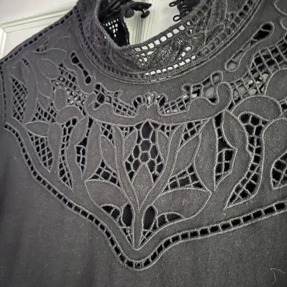 Maje Black Top With Lace Detail New W Tag Maje Size 3 🖤 - Picture 3 of 9